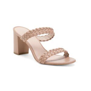 STUART WEITZMAN Sandalwood Leather Tuscan 75 Block Slides